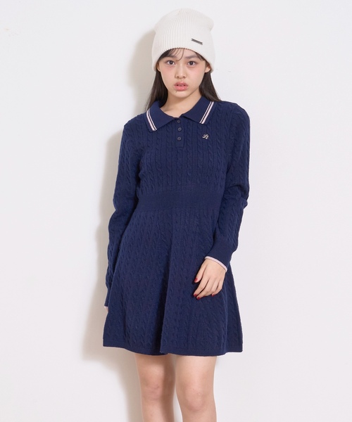LOVETOXIC ワンピース スタイルアップポロニットワンピース キッズ