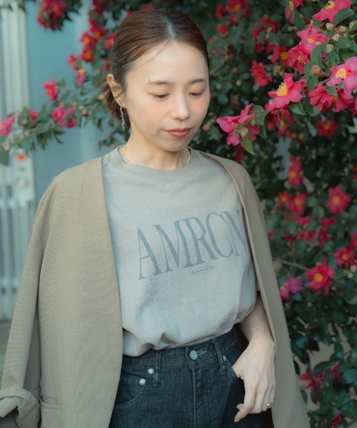 tシャツ 「Americana/アメリカーナ」 別注 AMRCN ロゴプリント Tシャツ「追加」 レディースの画像