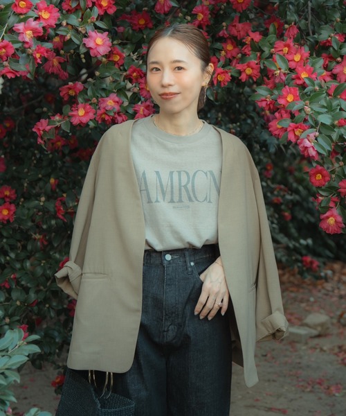 AMERICANA（アメリカーナ） tシャツ 別注 AMRCN ロゴプリント Tシャツ