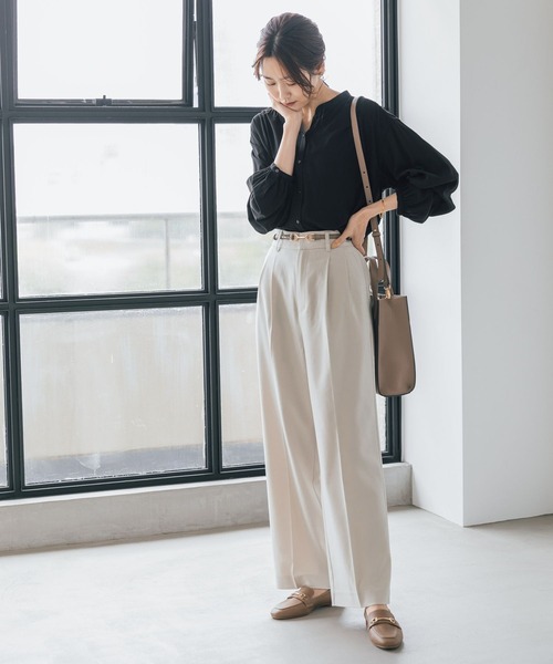 「GLOBAL WORK」 長袖ブラウス LARGE ブラック レディース_画像2