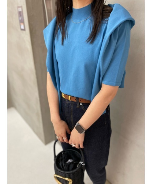 「Mila Owen」 半袖ニット 1 ブルー レディース_画像3