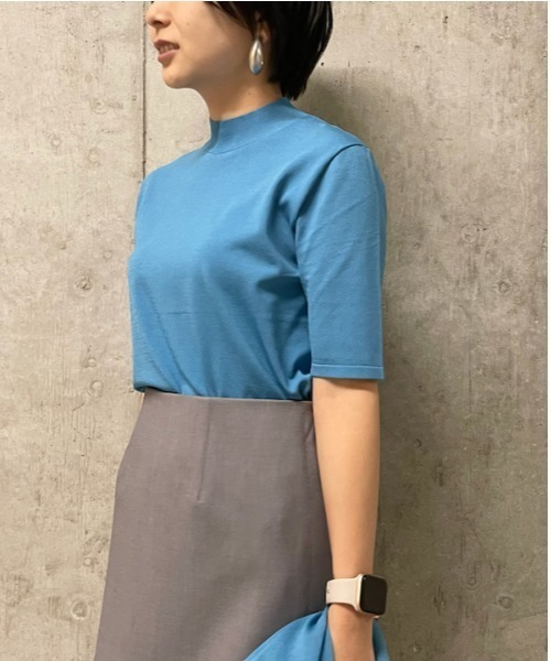 「Mila Owen」 半袖ニット 1 ブルー レディース_画像5