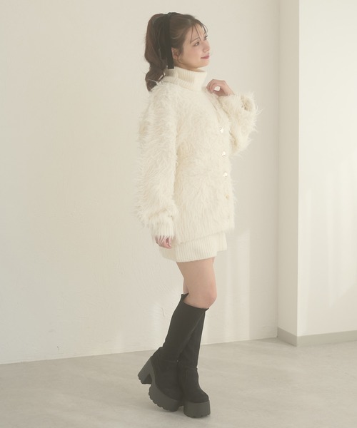 ☆タグ付新品⭐︎UNLIENSアンリアン♡ shaggy knit♡ホワイト Ambre Neige（アンブルネージュ） ワンピース shaggy knit cardigan