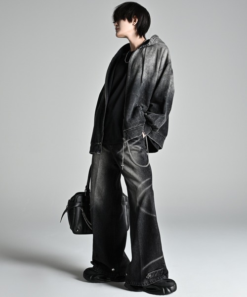 「welise」 ジップアップパーカー L ダークブラウン メンズ_画像3