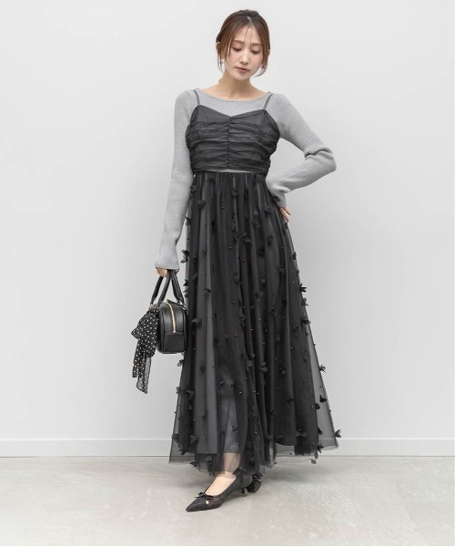 【RANDA】　フラワーレース　チュールワンピース　キャミワンピース　ランダ RANDA（ランダ） ワンピース 「Flower Collection」3Dフラワーチュール