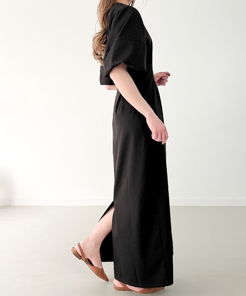 「junoah」 半袖ワンピース MEDIUM ブラック レディース_画像5
