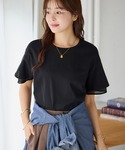 tシャツ 半袖 1枚マスト!袖口シフォンフレア...の詳細画像3