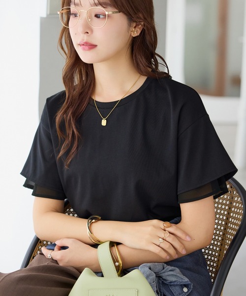 alotta（アロッタ） tシャツ 半袖 1枚マスト！袖口シフォンフレア