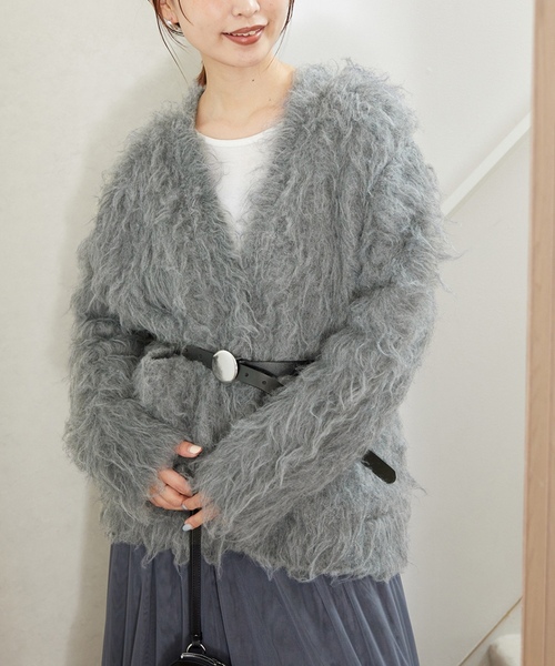 「SLOBE IENA」 ニットカーディガン FREE グレー レディースの画像