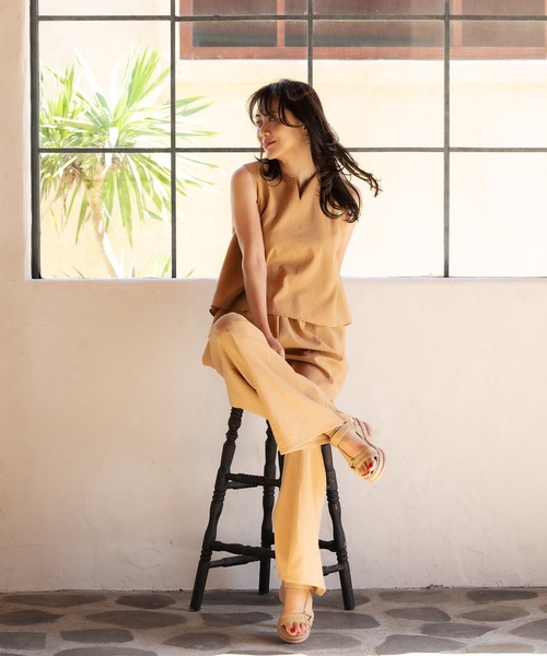 シワ防止】【接触冷感】Vネックサロペット 定価13200円 ROPE
