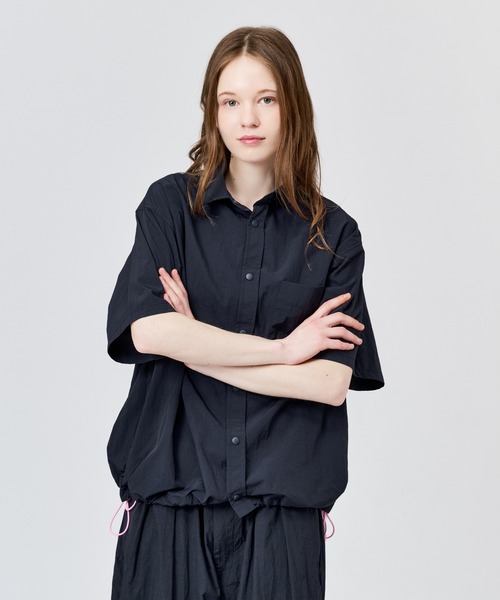 WETTEMPT シャツ 半袖 NYLON BICOLOR DRAWSTRING S/S SHIRT / ナイロン