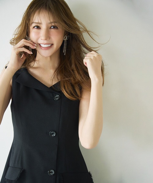 ワンピース 「モデル美香×Audie a Muses」ラップ風デザインワンピースの画像