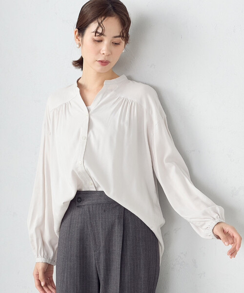 「COMME CA ISM」 長袖ブラウス FREE ライトグレー レディース_画像3