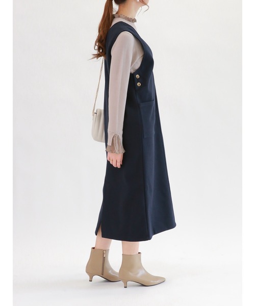 「Te chichi」 サロペットスカート フリ- チャコールグレー レディース_画像3