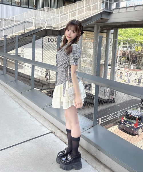 one way ドッキングテーラーワンピース グレー one way（ワンウェイ） シャツワンピース ドッキングテーラー