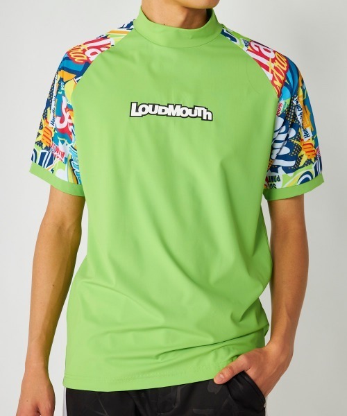 シャツ 半袖 「Loudmouth:ラウドマウス」切替ストレッチモックネック