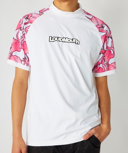 シャツ 半袖 「Loudmouth:ラウドマウス」切替ストレッチモックネック