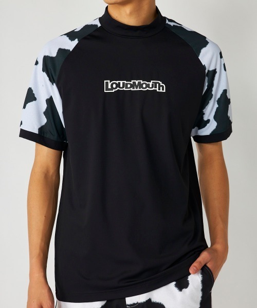 シャツ 半袖 「Loudmouth:ラウドマウス」切替ストレッチモックネック