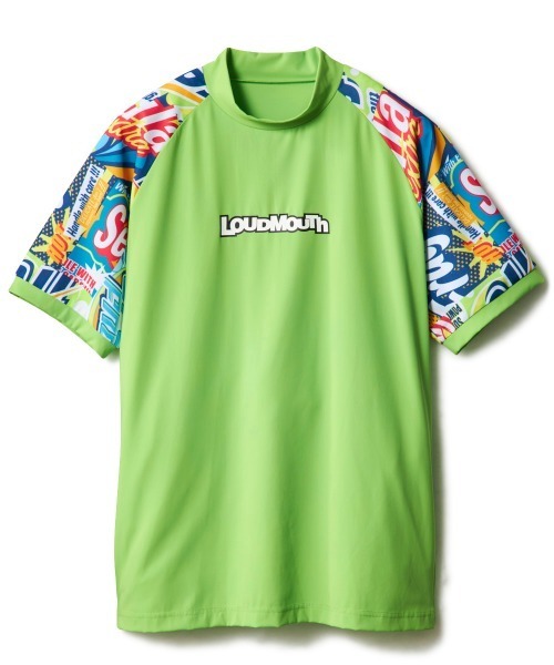 シャツ 半袖 「Loudmouth:ラウドマウス」切替ストレッチモックネック