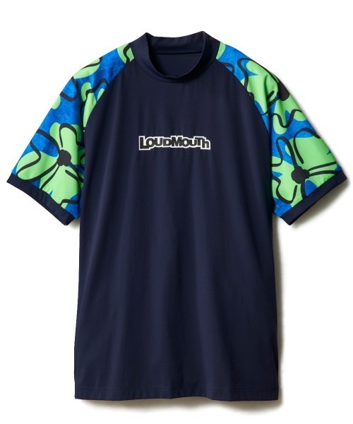 シャツ 半袖 「Loudmouth:ラウドマウス」切替ストレッチモックネック