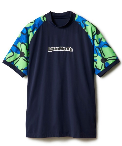 シャツ 半袖 「Loudmouth:ラウドマウス」切替ストレッチモックネック