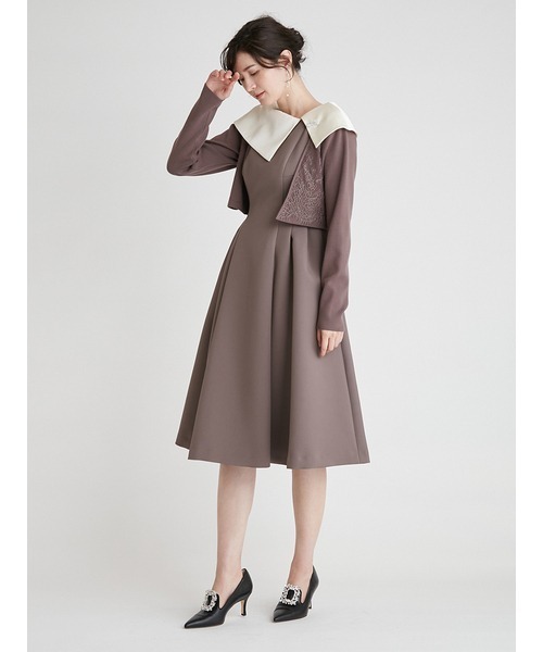 新品　CELFORD ノースリーブ ワンピース Aライン　38 プリーツ CELFORD（セルフォード） ノースリーブワンピース 38 ブラウン