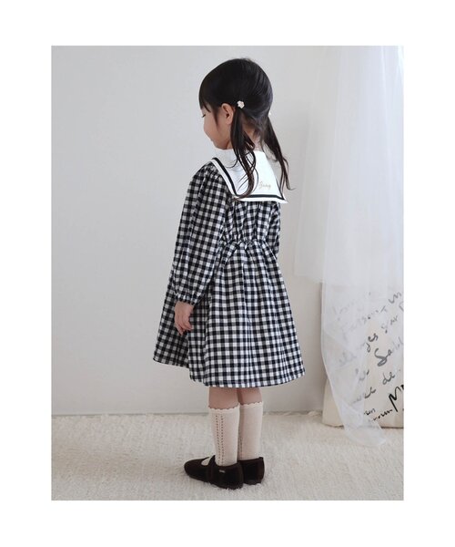 「apres les cours」 「KIDS」長袖ワンピース 110 ブラック キッズ_画像3