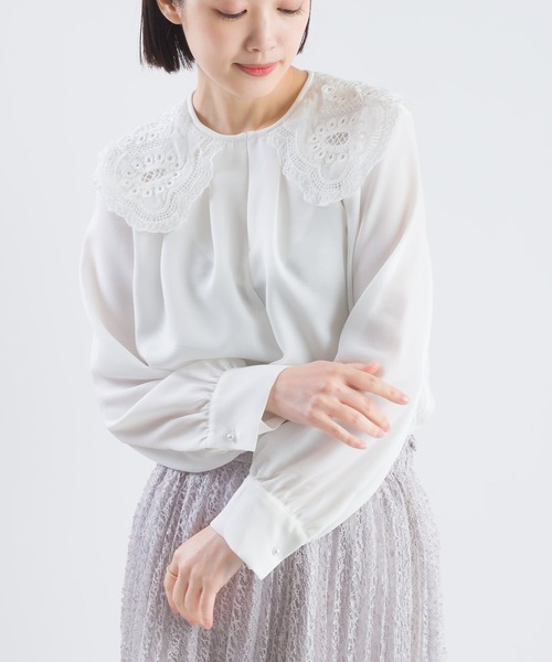 「PICCIN」 長袖ブラウス M オフホワイト レディース_画像2