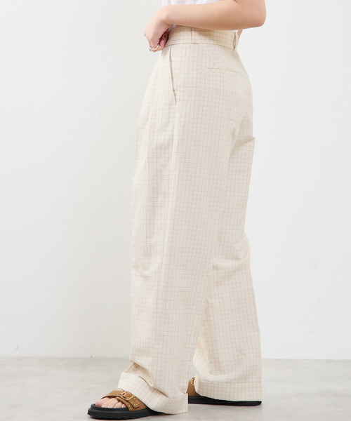パンツ 「A_ /エース」ダブルヘム 2タックパンツ レディースの画像