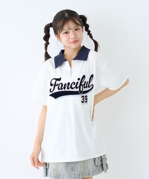 LOVETOXIC tシャツ 「LTXC/綿100%」ルーズハーフジップ半袖T キッズ
