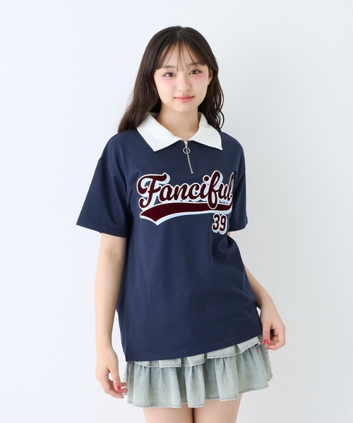 LOVETOXIC tシャツ 「LTXC/綿100%」ルーズハーフジップ半袖T キッズ