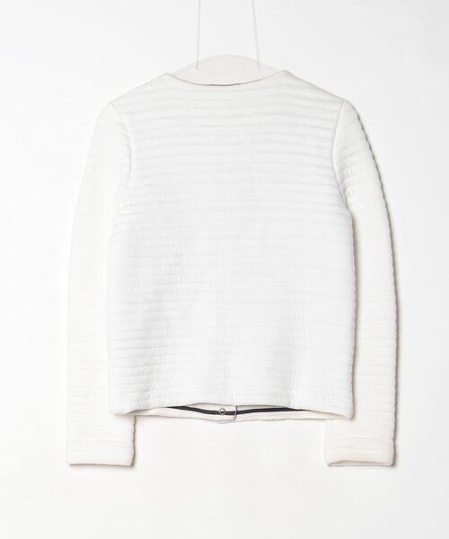 「PETIT BATEAU」 ボーダー柄ノーカラージャケット XX-SMALL ホワイト レディース_画像2