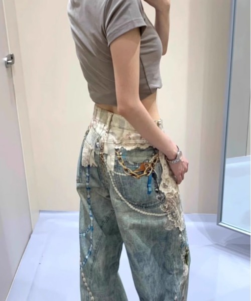 「center i」 デニムパンツ M ブルー レディース_画像9