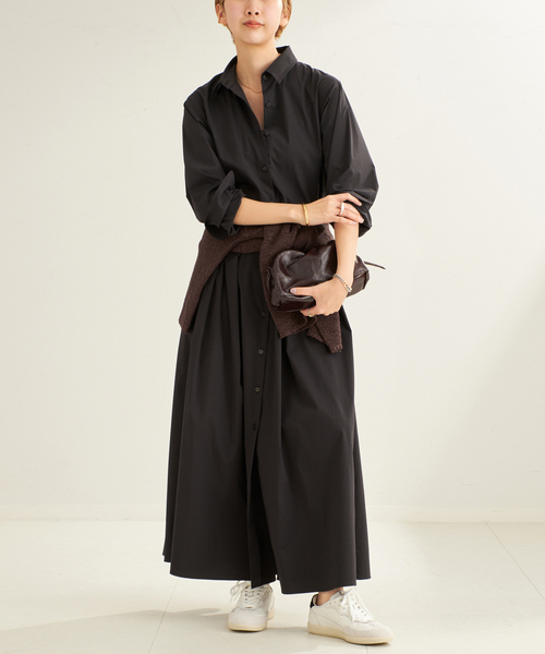Plageプラージュ　セミフレアシャツワンピース　ベルト付き plage（プラージュ） シャツワンピース 36 ベージュ レディース