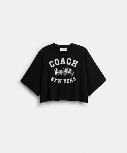 COACH（コーチ） tシャツ ショート スリーブ ワイド クロップド クルー