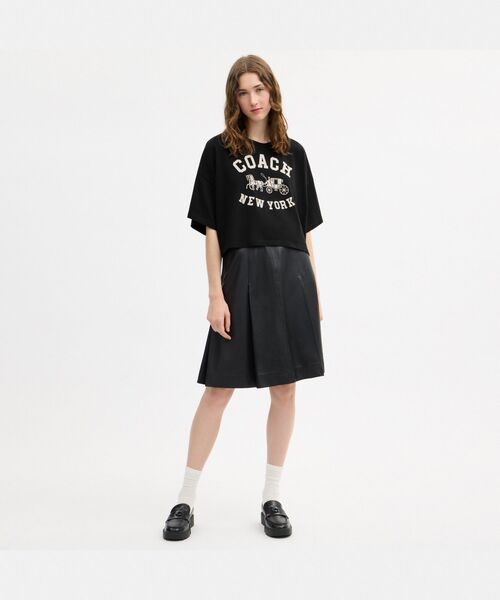 極美品 COACH コーチ ニューヨーク Tシャツ スミクロ バックプリント M COACH（コーチ） tシャツ ショート スリーブ ワイド クロップド クルー