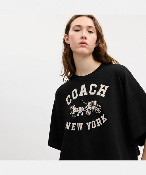 COACH（コーチ） tシャツ ショート スリーブ ワイド クロップド クルー