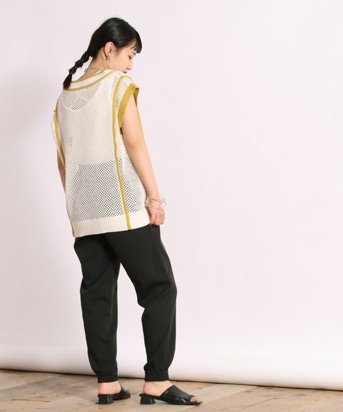 ベスト ジレ メッシュニットロングベスト レディース cepo ベスト ジレ メッシュニットロングベスト レディース
