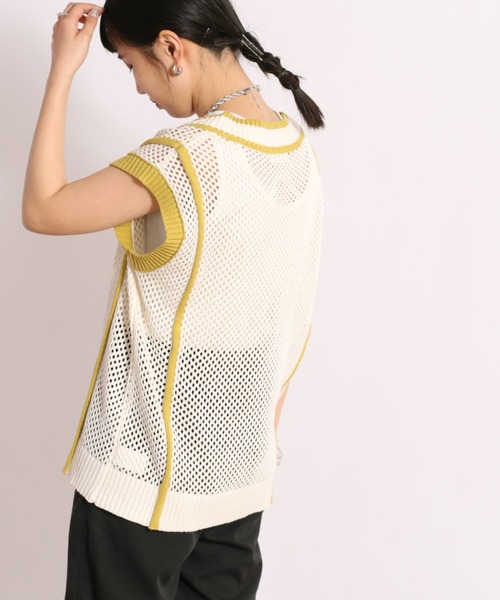 ベスト ジレ メッシュニットロングベスト レディース cepo ベスト ジレ メッシュニットロングベスト レディース