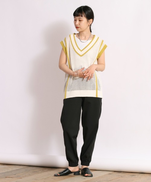 ベスト ジレ 「ELOOPS」メランジニットクロップドベスト レディース メンズ ベスト ジレ 「ELOOPS」メランジニットクロップドベスト