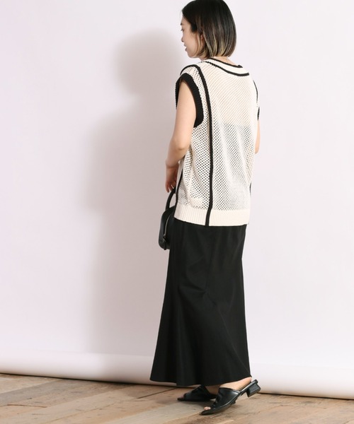 cepo ベスト ジレ メッシュニットロングベスト レディース