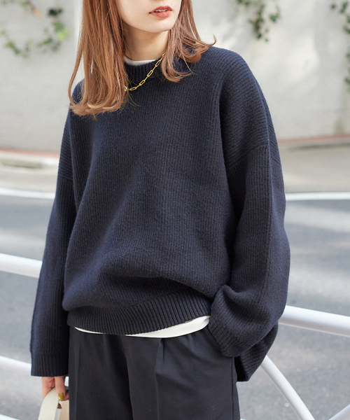 美品☆ビアズリー カシミヤ あぜ編み ボートネックプルオーバー ワイド ゆったり 美品☆ビアズリー カシミヤ あぜ編み ボートネックプルオーバー ワイド