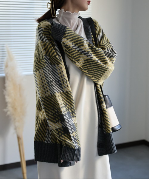 Spick and Span ジャガードチェックカーディガン　今季 MAISON SPECIAL(メゾンスペシャル)｜Plaid Jacquard Knit Cardigan