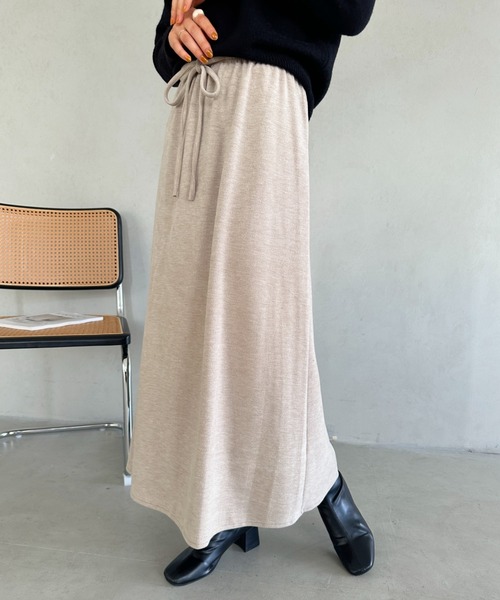 un+frame スカート narrow knit long skirt／ ウエスト紐ナロー
