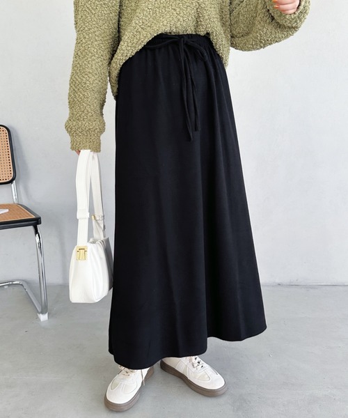 un+frame ロング スカート narrow knit long skirt／ ウエスト紐ナロー