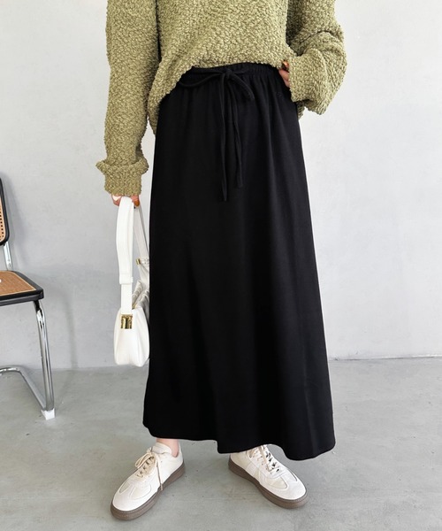 un+frame スカート narrow knit long skirt／ ウエスト紐ナロー