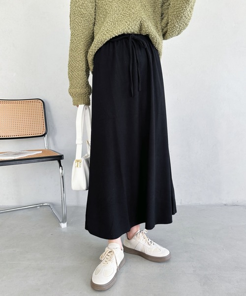 un+frame スカート narrow knit long skirt／ ウエスト紐ナロー
