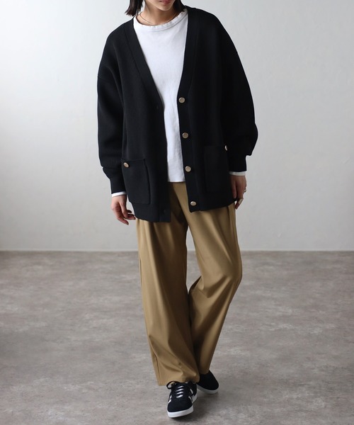 Bonjour Sagan（ボンジュールサガン） カーディガン 金ボタン畦編みV