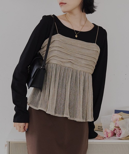 キャミソール ラメプリーツキャミソールトップス : ZOZOTOWN Yahoo!店