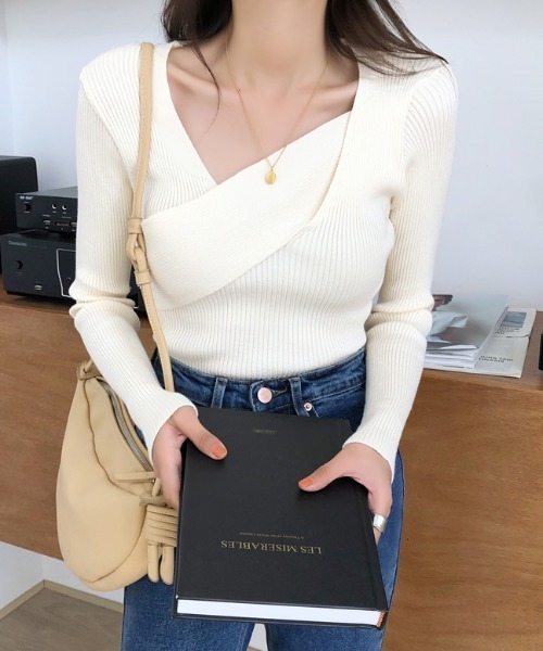 ニット セーター カシュクールニットプルオーバー レディース